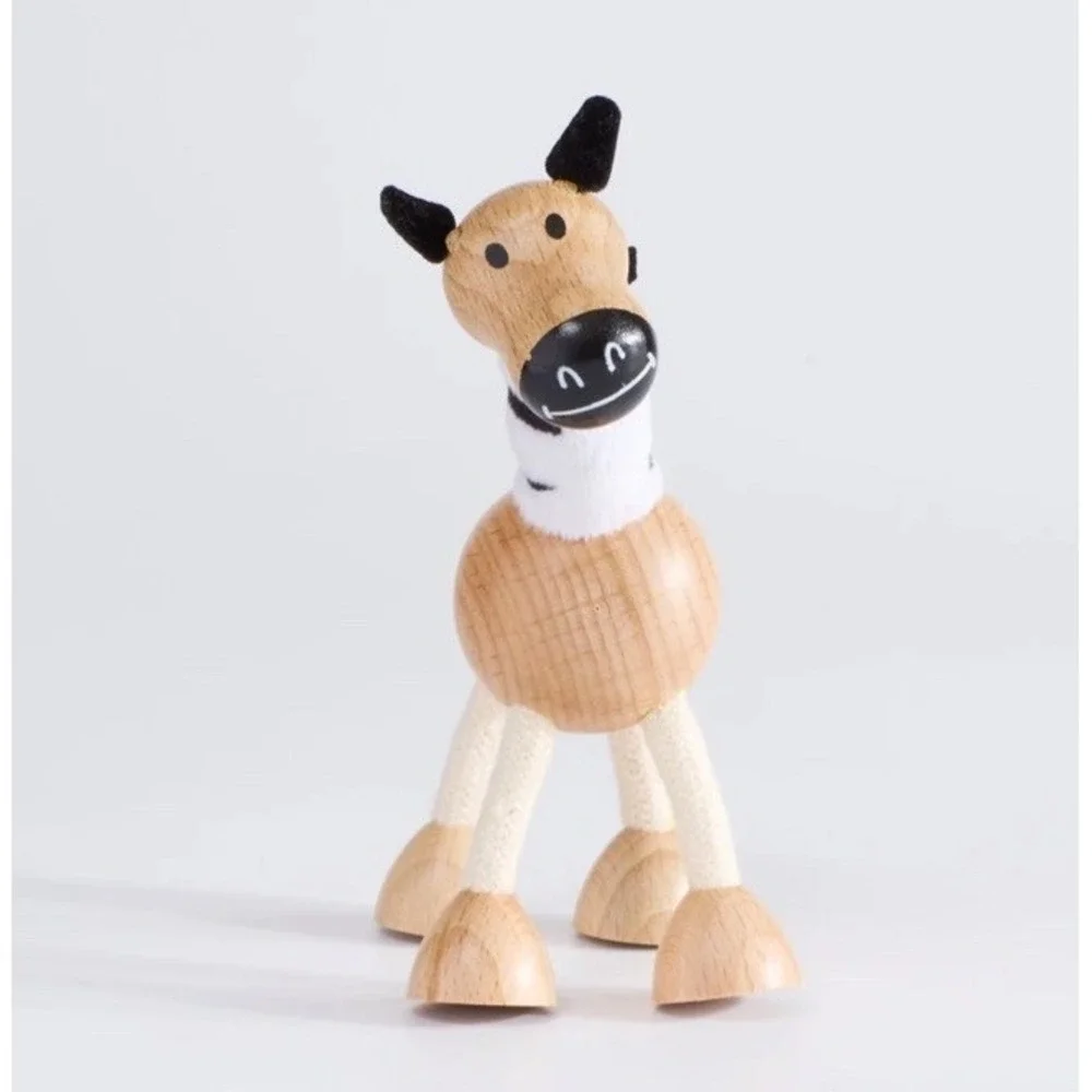ANAMALZ Zebra‎ Set of 2 Posable Toy Natural Wood Rope Beige Baby Eco Sustainable